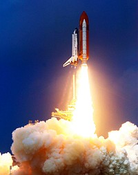 The Space Shuttle Discovery soars from Launch Pad 39A Aug. 7 on the 11-day STS-85 mission. Original from NASA. Digitally enhanced by rawpixel.