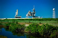 The Space Shuttle Endeavour rolls out to Launch Pad 39A. Original from NASA. Digitally enhanced by rawpixel.
