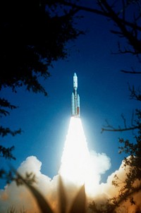 NASA&#39;s Voyager 2 was launched on Aug. 20, 1977 from the NASA Kennedy Space Center at Cape Canaveral in Florida. Original from NASA. Digitally enhanced by rawpixel.