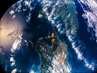 Full Mir over New Zealand, from the space shuttle Atlantis, Russia's Mir Space Station. Original from NASA. Digitally enhanced by rawpixel
