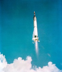 The launch of the Mercury-Redstone 3 spacecraft from Cape Canaveral on a suborbital mission, 5 May 1961. Original from NASA. Digitally enhanced by rawpixel.