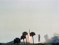 The launch of Mercury-Atlas 9 on May 15, 1963, carrying astronaut L. Gordon Cooper Jr. Original from NASA. Digitally enhanced by rawpixel.