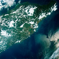 Oriente Province, eastern end of Cuba, as seen from the National Aeronautics and Space Administration's Gemini-7 spacecraft. Original from NASA. Digitally enhanced by rawpixel