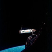 Agena Target Docking Vehicle photographed from Gemini 10 spacecraft. Original from NASA. Digitally enhanced by rawpixel.