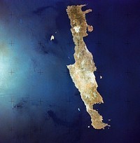 Lying in the eastern Mediterranean Sea, the entire Island of Crete (35.0N, 25.0E) can be seen in great detail in this cloud free view. Original from NASA . Digitally enhanced by rawpixel.