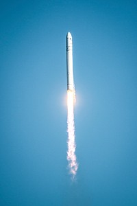 The Orbital Sciences Corporation Antares rocket is seen as it launches from Pad-0A of the Mid-Atlantic Regional Spaceport at the NASA Wallops Flight Facility in Virginia. Original from NASA. Digitally enhanced by rawpixel.