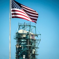 The upper levels of the launch gantry, surrounding the United Launch Alliance Delta II rocket at Vandenberg Air Force Base, Calif. Original from NASA . Digitally enhanced by rawpixel.