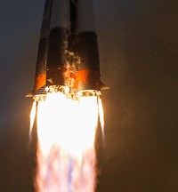 The Soyuz MS-02 rocket is launched with Expedition 49 Soyuz commander Sergey Ryzhikov of Roscosmos, Oct. 19, 2016. Original from NASA. Digitally enhanced by rawpixel.
