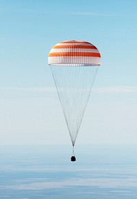 The Soyuz MS-02 spacecraft is seen as it lands with Expedition 50 near the town of Zhezkazgan, Kazakhstan, April 10, 2017. Original from NASA . Digitally enhanced by rawpixel.