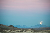 The Super Blue Blood Moon eclipse from California&#39;s Trona Pinnacles Desert National Conservation. Original from NASA. Digitally enhanced by rawpixel.