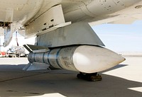 Surplus Phoenix missiles mounted on the centerline pylon of NASA&#39;s F-15B research aircraft. Original from NASA. Digitally enhanced by rawpixel.