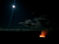 Full moon over lava lake in Hawaii Volcanoes National Park .Original from NASA. Digitally enhanced by rawpixel.