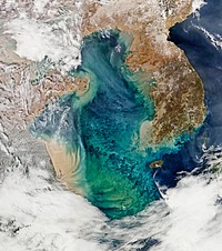 Remote sensing of ocean color in the Yellow Sea. Original from NASA. Digitally enhanced by rawpixel.
