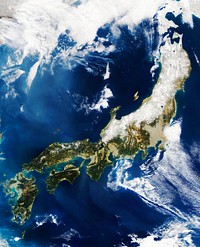 MODIS on the Aqua satellite captured this stunning view of Japans four largest islands on February 20, 2004. Original from NASA. Digitally enhanced by rawpixel.