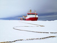 Arrival of the RRS Ernest Shackleton near Halley Research Station in Antarctica, January, 2013. Original from NASA. Digitally enhanced by rawpixel.