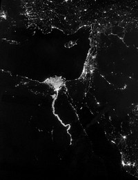 City Lights illuminate the Nile River acquired on October 13th, 2012. Original from NASA. Digitally enhanced by rawpixel.