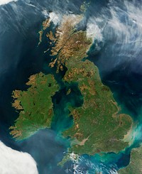 Nearly cloud-free view of Great Britain and Ireland was acquired by the Moderate Resolution Imaging Spectroradiometer aboard NASA&rsquo;s Terra satellite on March 26, 2012. Original from NASA. Digitally enhanced by rawpixel.