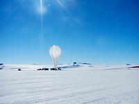 A NASA scientific balloon awaits launch in McMurdo, Antarctica. Original from NASA. Digitally enhanced by rawpixel.