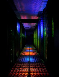 Two rows of the &ldquo;Discover&rdquo; supercomputer at the NASA Center for Climate Simulation (NCCS) contain more than 4,000 computer processors. Original from NASA. Digitally enhanced by rawpixel.