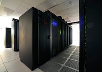 This close-up view highlights one row&mdash;approximately 2,000 computer processors&mdash;of the &ldquo;Discover&rdquo; supercomputer at the NASA Center for Climate Simulation (NCCS). Original from NASA. Digitally enhanced by rawpixel.