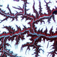 Snow-capped peaks and ridges of the eastern Himalaya Mountains. Original from NASA. Digitally enhanced by rawpixel.