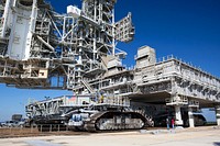 At NASA&#39;s Kennedy Space Center in Florida, crawler-transporter No. 2 arrives at Launch Pad 39A. Original from NASA. Digitally enhanced by rawpixel.