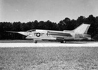 The Navy&#39;s Vought XF8U-3 Supersonic Fighter, Navy aircraft number 6340, on runway. June-August 1959. Original from NASA. Digitally enhanced by rawpixel.