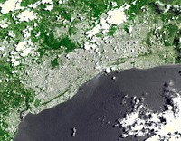 Santo Domingo, the capital of the Dominican Republic. Original from NASA. Digitally enhanced by rawpixel.