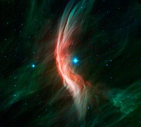 The giant star Zeta Ophiuchi, a young, large and hot star located around 370 light-years away, is having a shocking effect on the surrounding dust clouds. Original from NASA. Digitally enhanced by rawpixel.