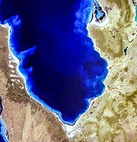Hamelin Pool Marine Nature Reserve, located in the Shark Bay World Heritage Site in Western Australia. Original from NASA. Digitally enhanced by rawpixel.
