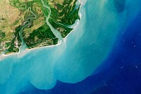 The Zambezi, the fourth largest river in Africa, and the largest east-flowing waterway. Original from NASA. Digitally enhanced by rawpixel.