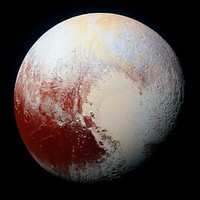 High-resolution enhanced color view of Pluto. Original from NASA. Digitally enhanced by rawpixel.