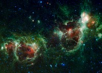 Huge mosaic of two bubbling clouds in space, known as the Heart and Soul nebulae. Original from NASA. Digitally enhanced by rawpixel.