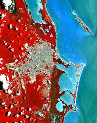 Cancun, a resort city on the east side of Mexico&#39;s Yucatan Peninsula. Original from NASA. Digitally enhanced by rawpixel.