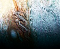 A feature on Jupiter where multiple atmospheric conditions appear to collide. Original from NASA. Digitally enhanced by rawpixel.