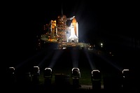 The space shuttle Discovery is seen shortly after the Rotating Service Structure was rolled back at launch pad 39A, at the Kennedy Space Center in Cape Canaveral, Florida, on Feb. 23, 2011. Original from NASA . Digitally enhanced by rawpixel.