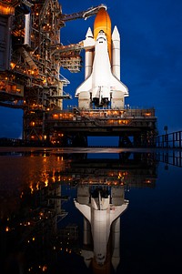 The space shuttle Atlantis is seen shortly after the rotating service structure (RSS) was rolled back at launch pad 39a, Thursday, July 7, 2011 at the NASA Kennedy Space Center in Cape Canaveral, Fla. Original from NASA . Digitally enhanced by rawpixel