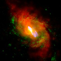 This is a composite image of NGC 1068, one of the nearest and brightest galaxies containing a rapidly growing supermassive black hole. Original from NASA. Digitally enhanced by rawpixel.