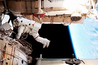 NASA astronaut Andrew Feustel is pictured during the STS-134 mission working during EVA-3. Original from NASA. Digitally enhanced by rawpixel.