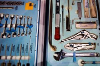 STS-135 crew members inspect tools they will use in space during the STS-135 Crew Equipment Interface Test at the Kennedy Space Center on Friday, April 8, 2011, in Florida. Original from NASA. Digitally enhanced by rawpixel.