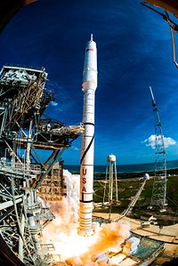 The first stage ignites on NASA&rsquo;s Ares I-X test rocket at Launch Pad 39B at NASA&#39;s Kennedy Space Center in Florida Oct. 28, 2009. Original from NASA . Digitally enhanced by rawpixel.