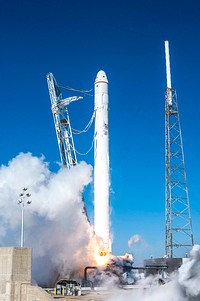 SpaceX&rsquo;s Falcon 9 rocket and Dragon spacecraft lift off from Launch Complex-40 at Cape Canaveral Air Force Station, Fla. Original from NASA. Digitally enhanced by rawpixel.