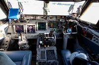 This photo shows the cockpit of A Shuttle Training Aircraft (STA) sitting on the Shuttle Landing Facility runway at NASA's Kennedy Space Center in Florida. Original from NASA. Digitally enhanced by rawpixel.