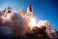 Discovery lifts off from Launch Pad 39A at NASA&#39;s Kennedy Space Center in Florida beginning its final flight, the STS-133 mission, to the International Space Station, Feb 24. Original from NASA . Digitally enhanced by rawpixel.