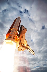 Space shuttle Endeavour lifts off from Launch Pad 39A at NASA's Kennedy Space Center in Florida, 8 Aug. 2007. Original from NASA. Digitally enhanced by rawpixel.