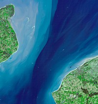 The Channel Tunnel, a 50.5 km-long rail tunnel beneath the English Channel at the Straits of Dover. Original from NASA. Digitally enhanced by rawpixel.