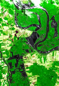 The Mississippi river flows after the U.S. Army Corps of Engineers opened the Morganza Spillway. Original from NASA. Digitally enhanced by rawpixel.