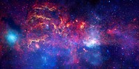 The Hubble Space Telescope, Spitzer Space Telescope, and Chandra X-ray Observatory have produced a matched trio of images of the central region of our Milky Way. Original from NASA. Digitally enhanced by rawpixel.
