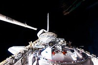 Endeavour&#39;s vertical stabilizer and cargo bay, 17 May 2011. Original from NASA. Digitally enhanced by rawpixel.