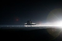 Atlantis nears touchdown for the final time on Runway 15 at the Shuttle Landing Facility at NASA's Kennedy Space Center in Florida, 21 July 2011. Original from NASA. Digitally enhanced by rawpixel.